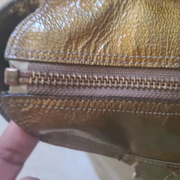 Coach Metallic Gold Patent Leather Tote Bag Chain Handles Large Style 14129 - Picture 6 of 16